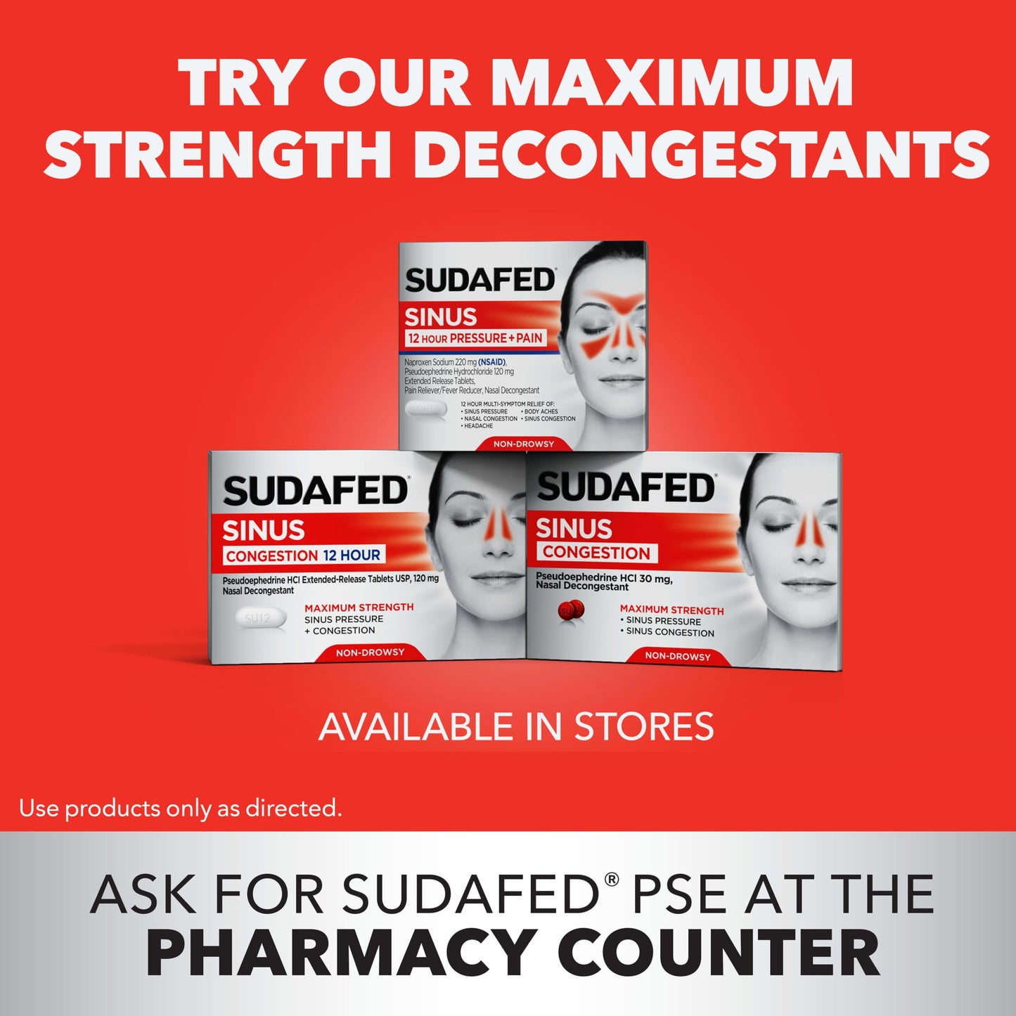 Back of Sudafed PE box showing active ingredients and warnings