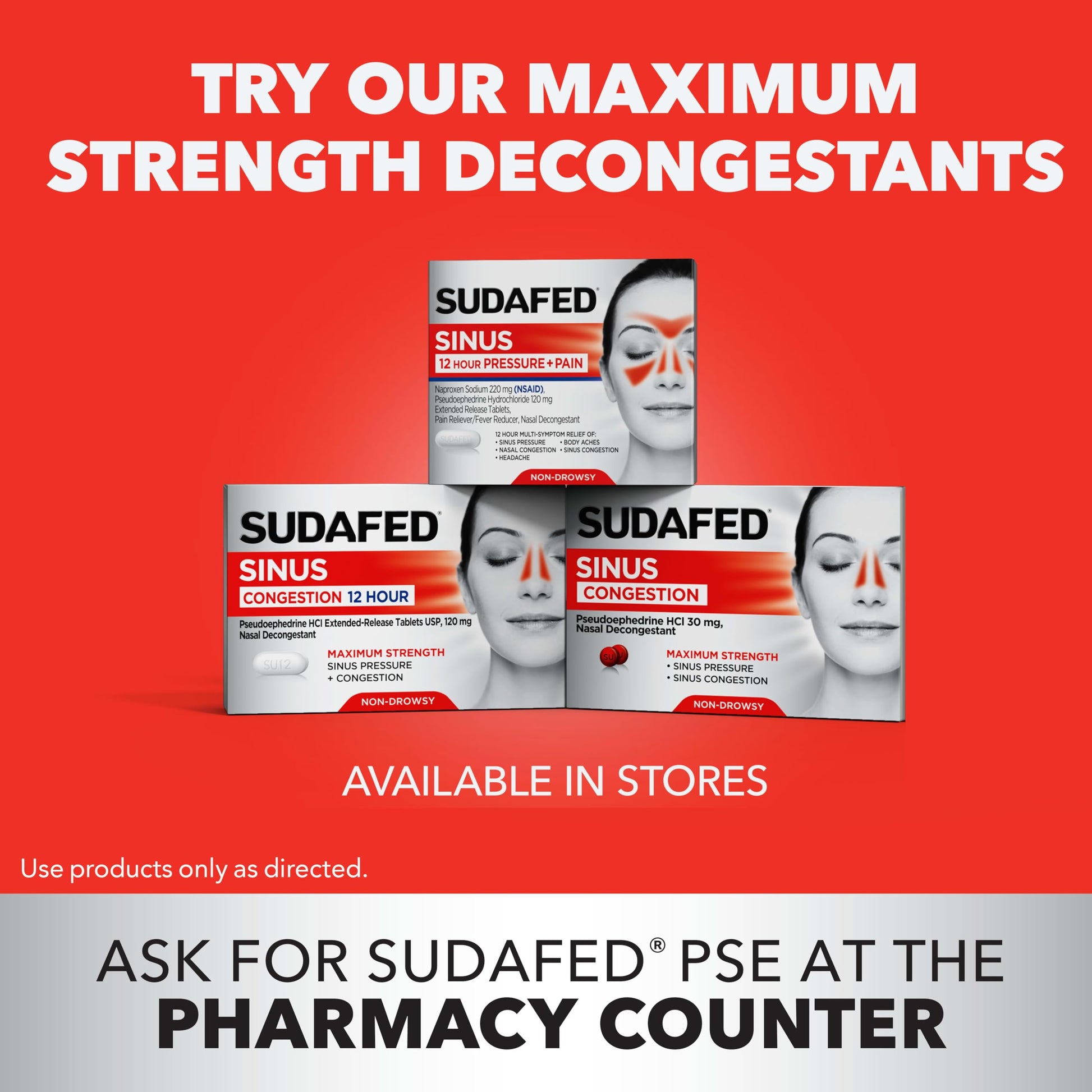 Back of Sudafed PE box showing active ingredients and warnings