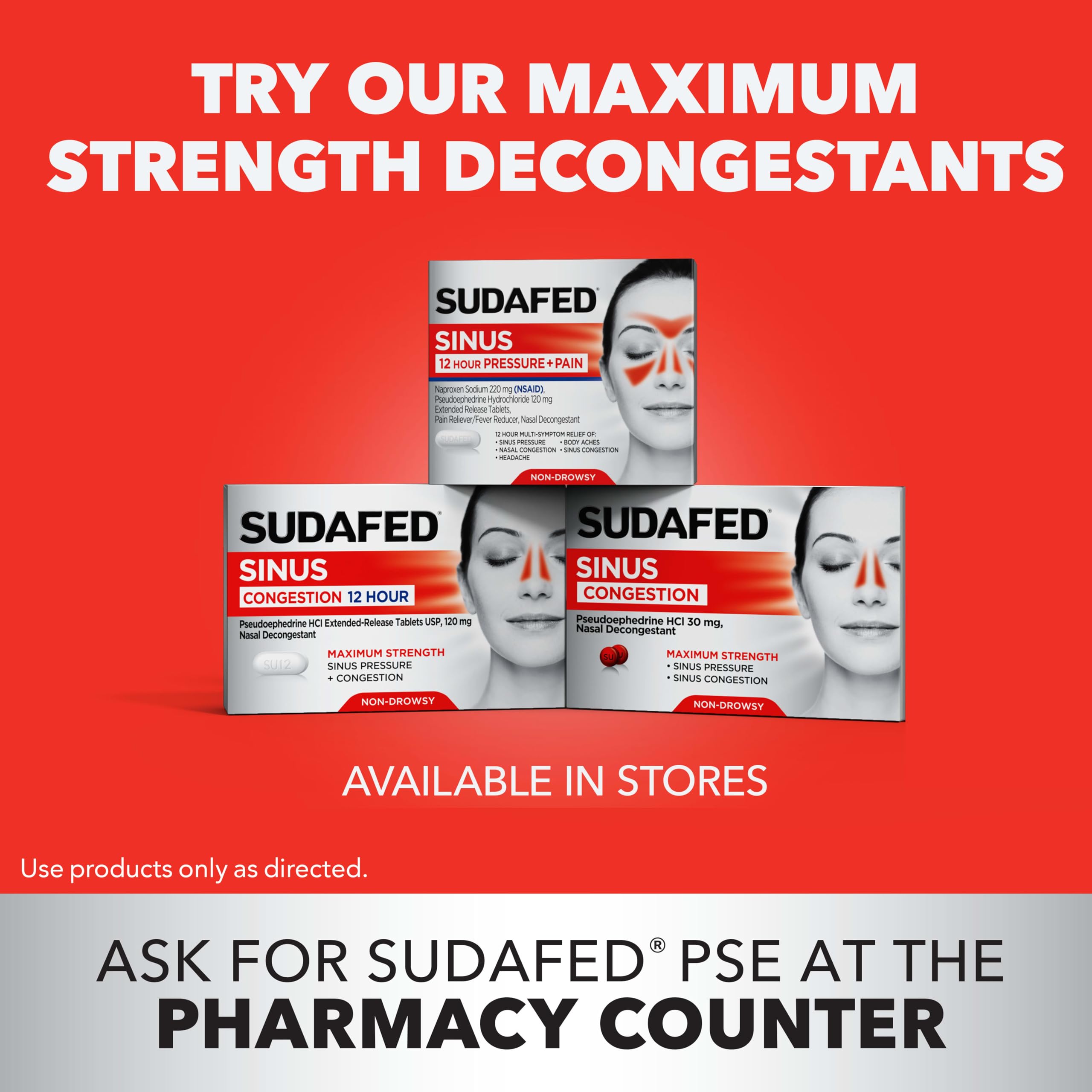 Back of Sudafed PE box showing active ingredients and warnings