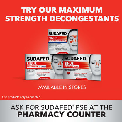 Back of Sudafed PE box showing active ingredients and warnings