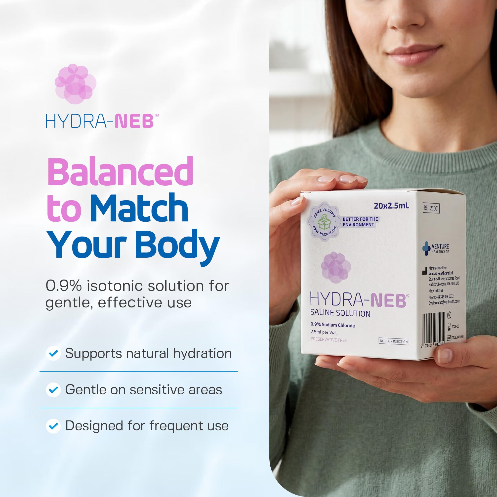 Hydra-Neb sterile saline vials packaging