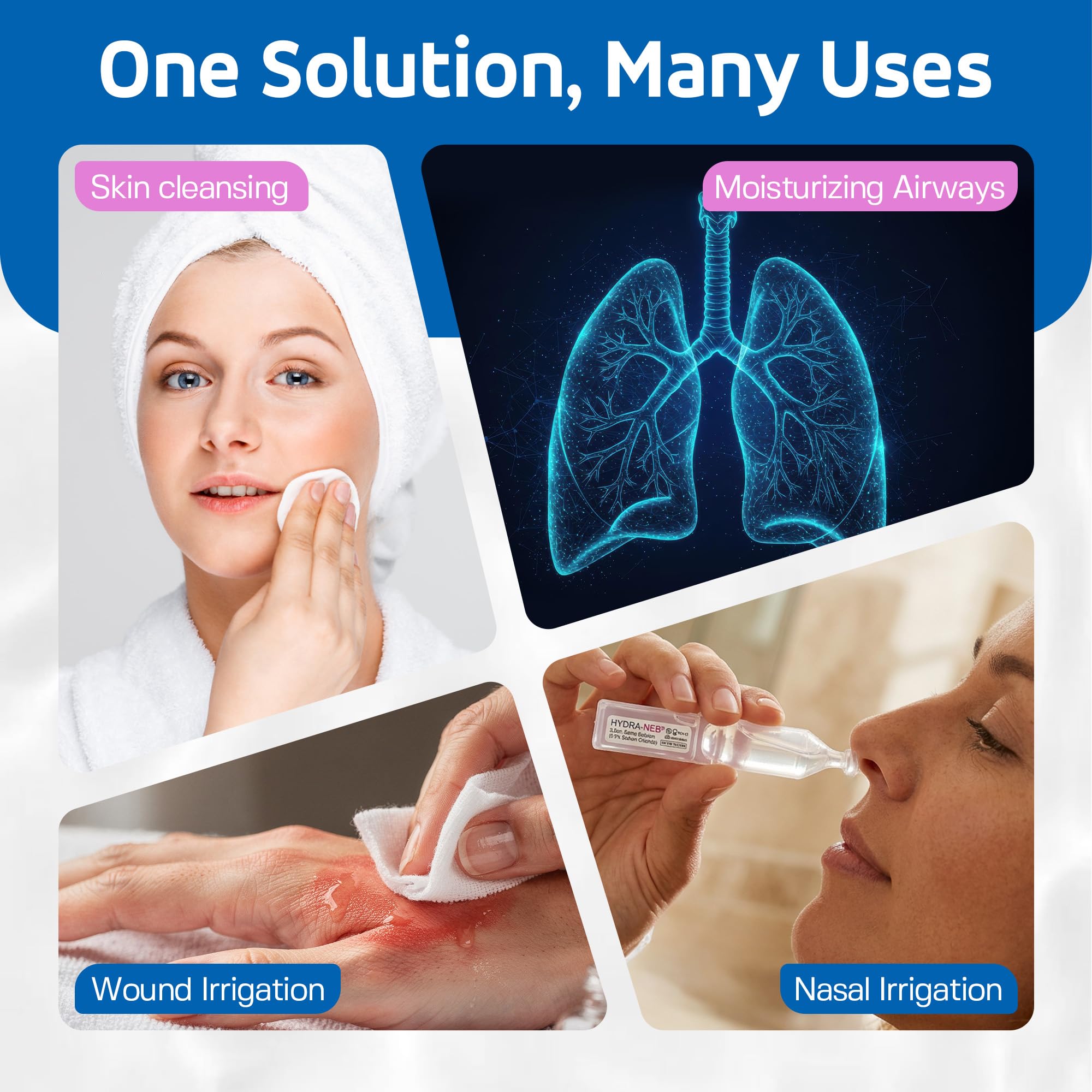 Hydra-Neb 50ml saline solution product label details