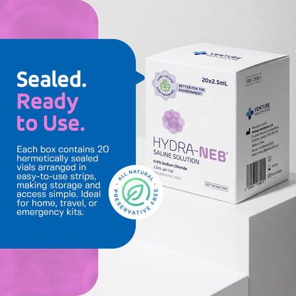 Side view of Hydra-Neb isotonic sodium chloride vials