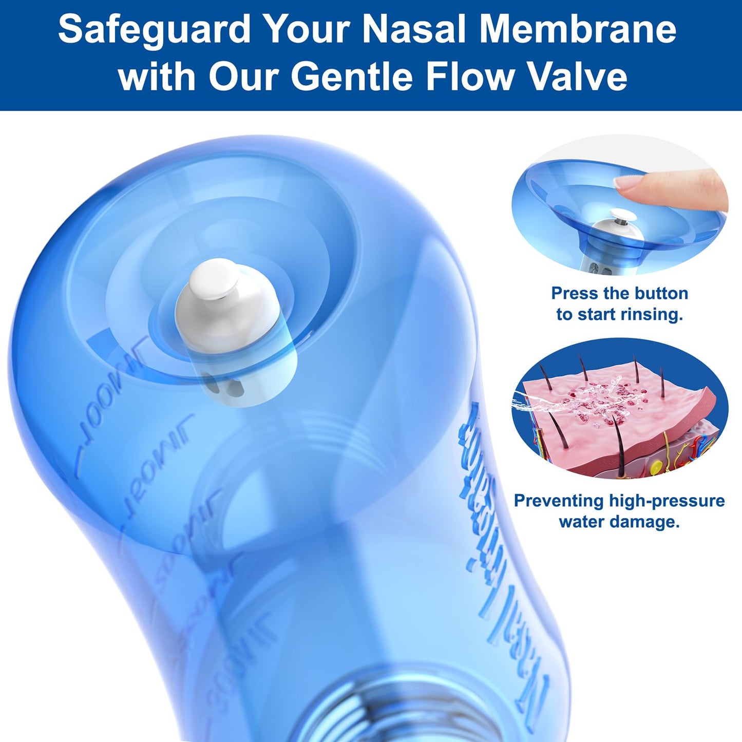 Maoever Neti Pot bottle showing the specialized nasal irrigation tip
