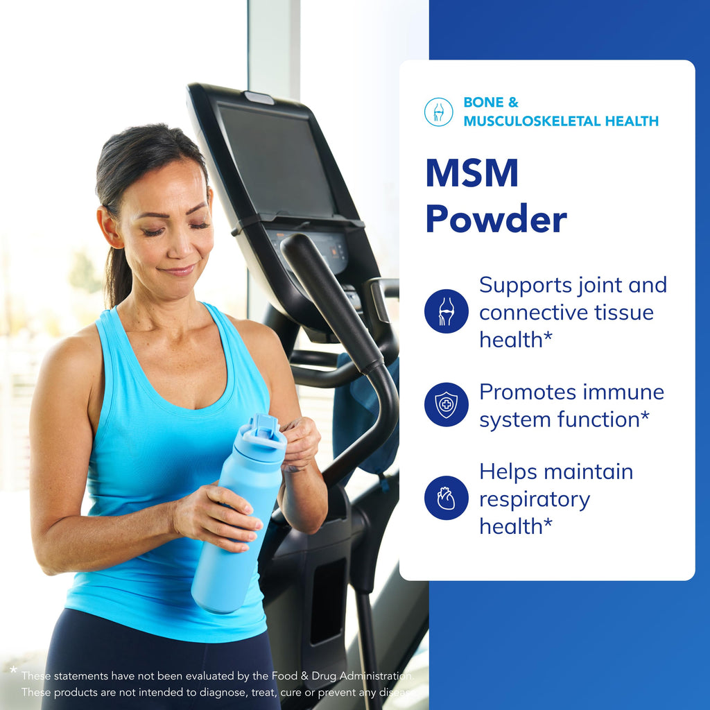 Pure Encapsulations MSM Powder nutritional information panel close up.