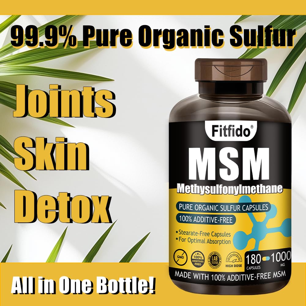 Fitfido stearate free non GMO MSM 1000mg capsules purity seal view