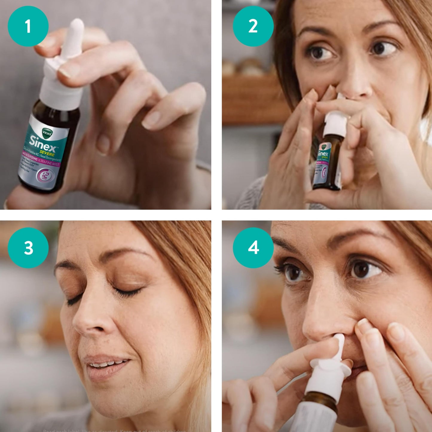 Vicks Sinex Severe nasal spray instructional label