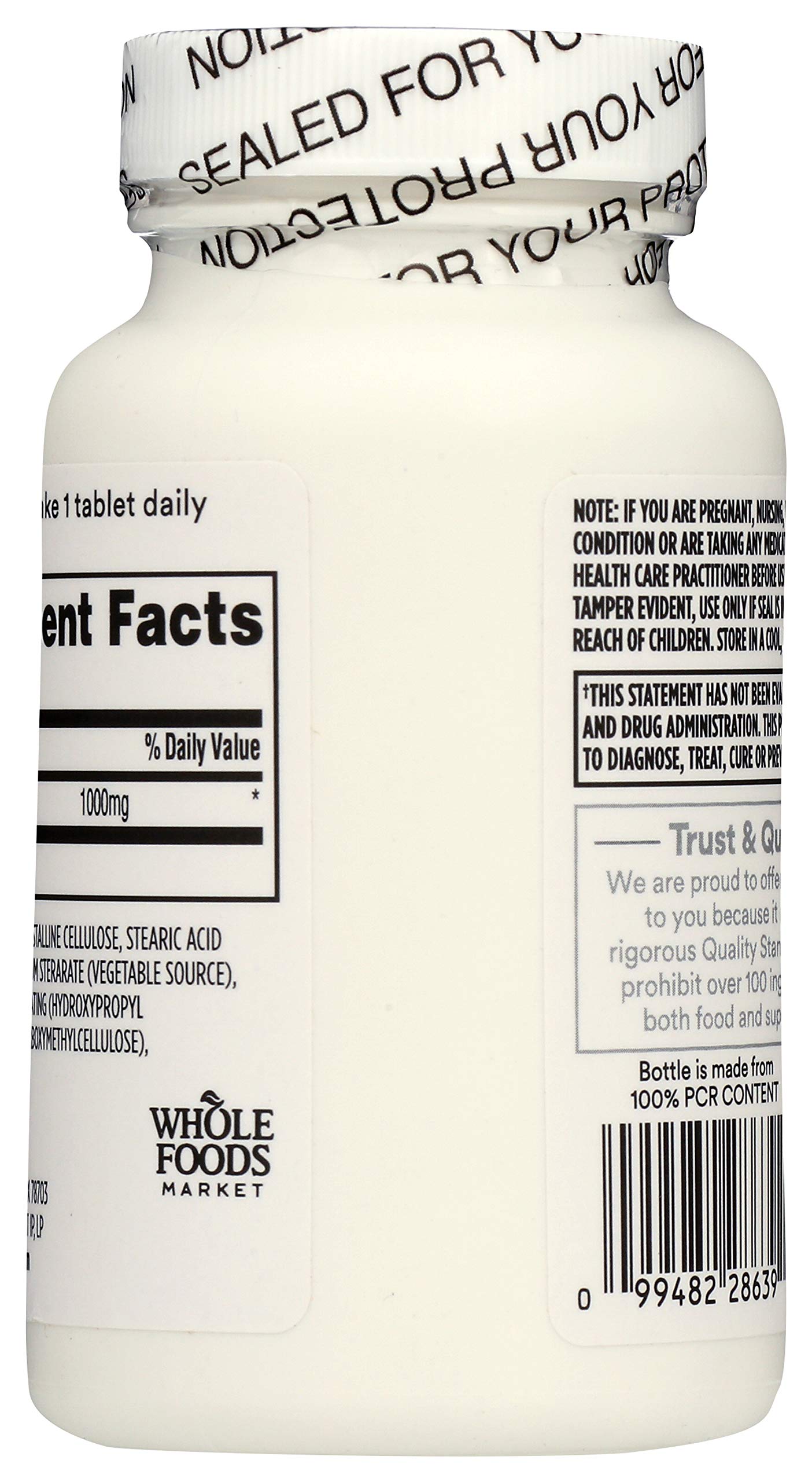 365 Everyday Value MSM 1000 mg ingredients and dietary info panel