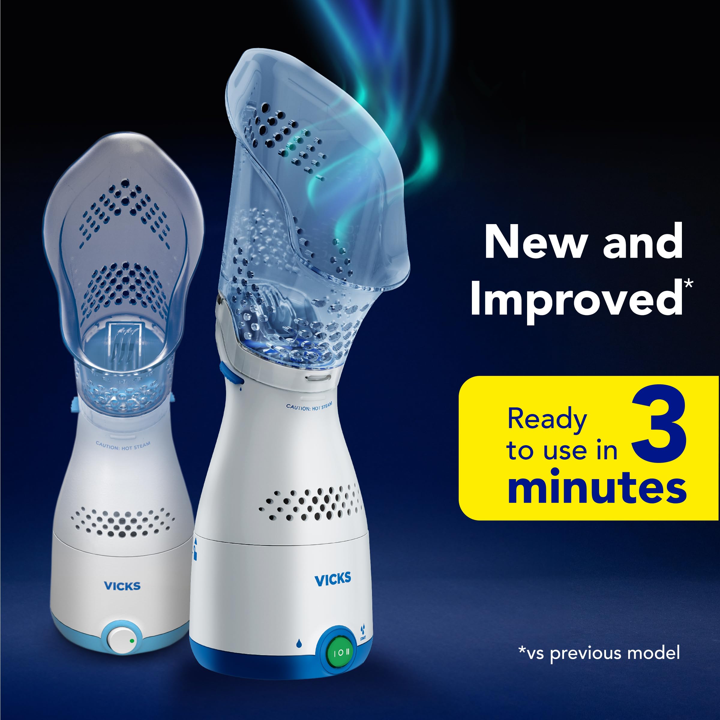 Vicks sinus inhaler showing the ergonomic soft face mask design