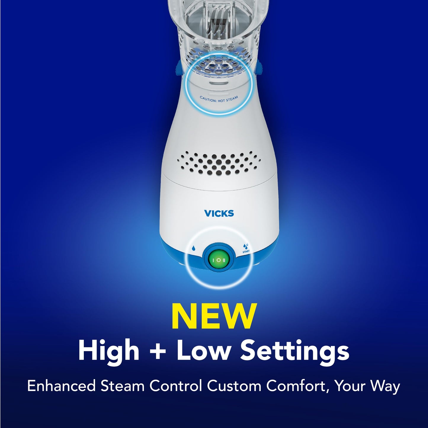 Close up of Vicks steam inhaler VapoPad compartment and tray
