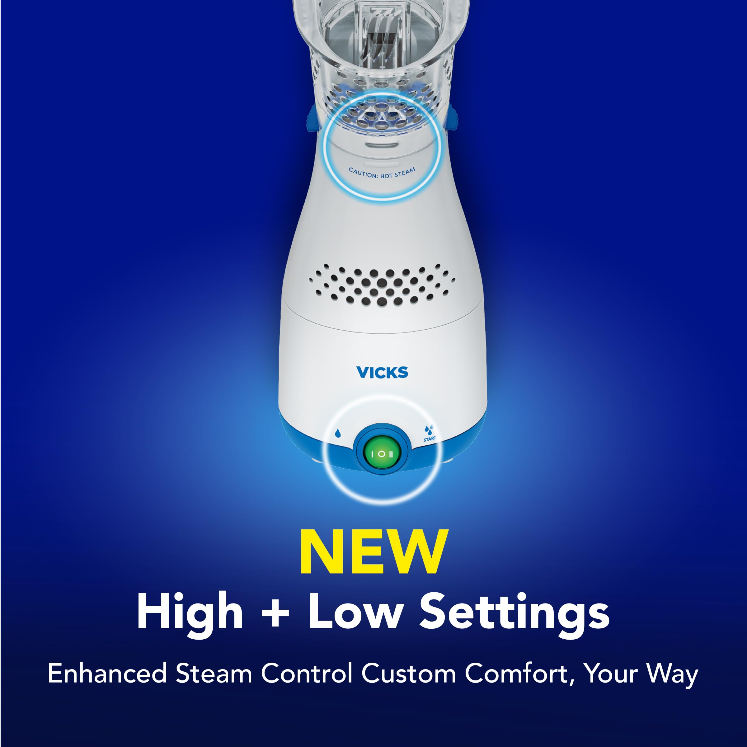 Close up of Vicks steam inhaler VapoPad compartment and tray