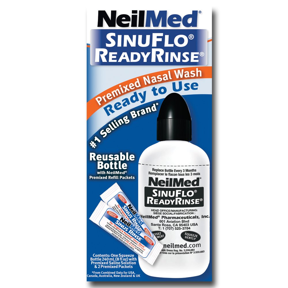 NeilMed SinuFlo nasal wash kit contents including refill packets