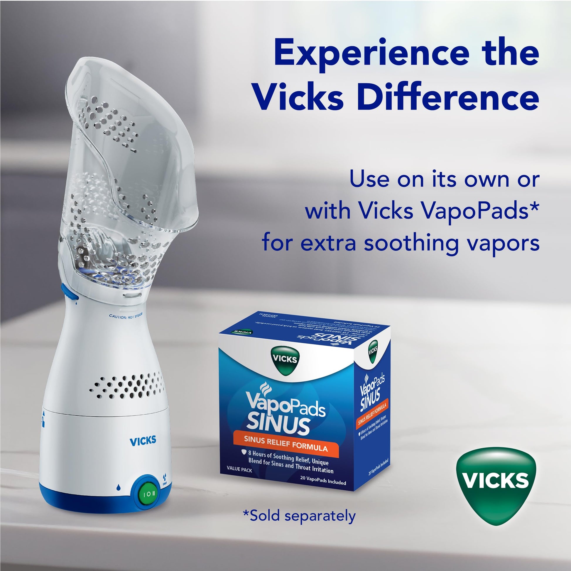 Detailed view of the soft face mask attachment for Vicks steamer