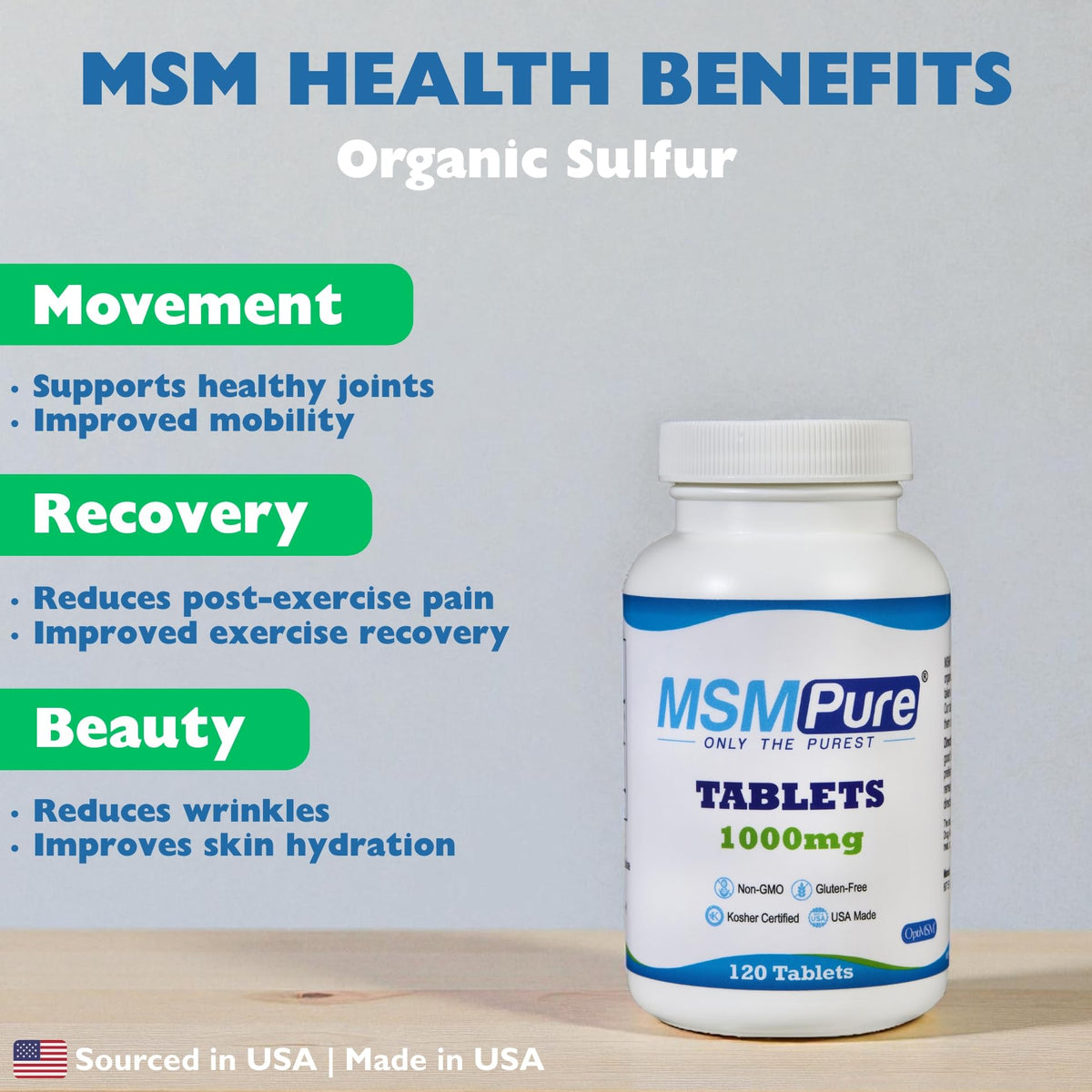 Kala Health MSMPure dietary supplement bottle back label view