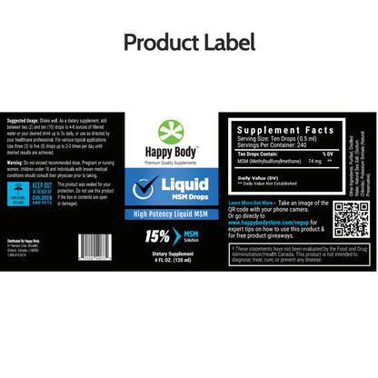 Happy Body Liquid MSM Drops twin pack set authentic USA imported health supplement