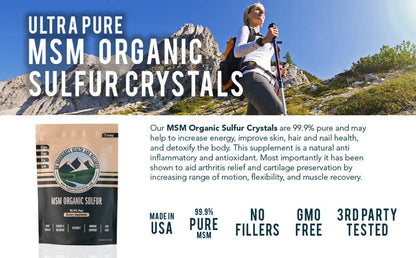 No Boundaries Health and Wellness MSM Organic Sulfur Crystals usage directions and dosage guide