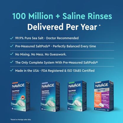 Navage nasal irrigation salt refill pack stacked
