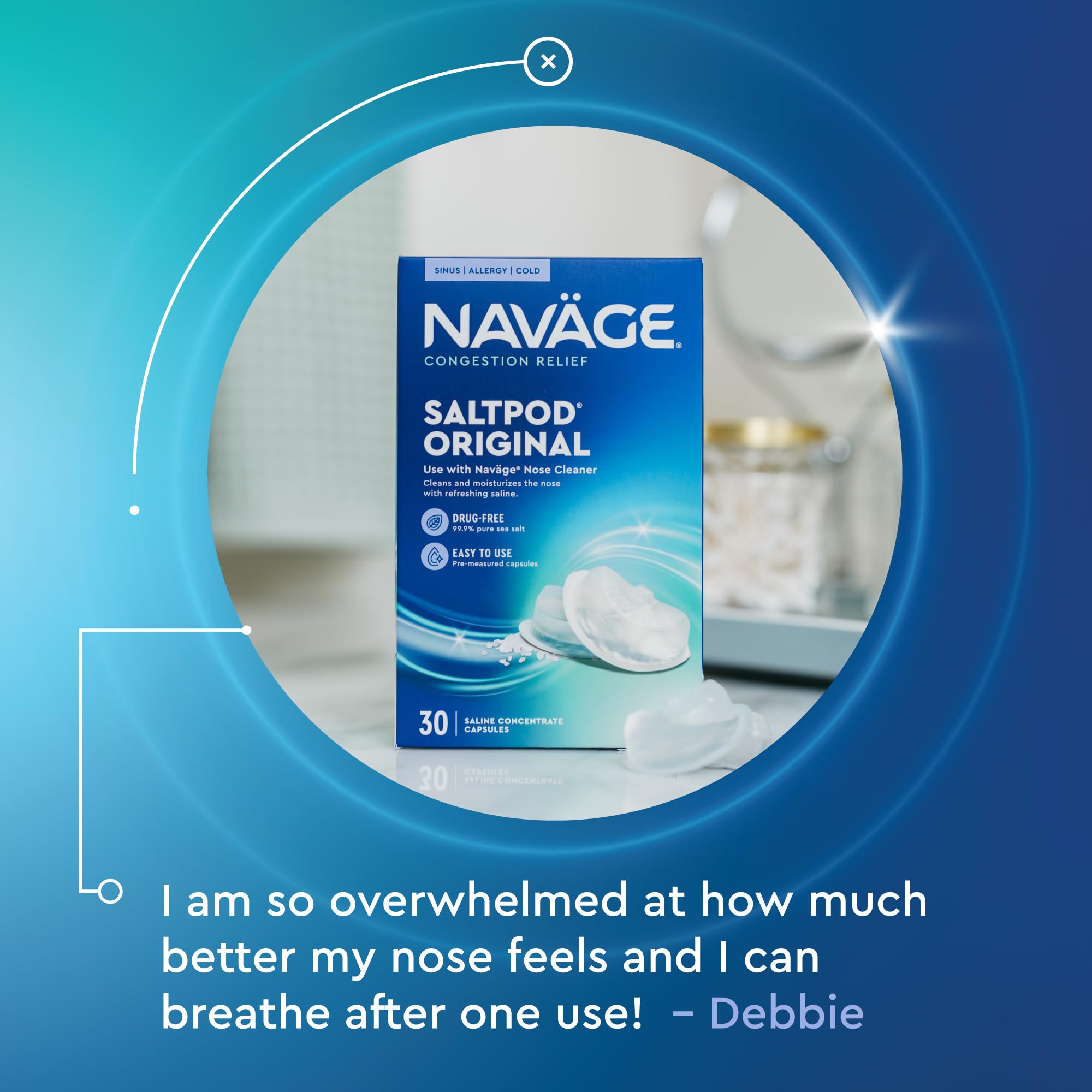 Top view of Navage saline refill pods box