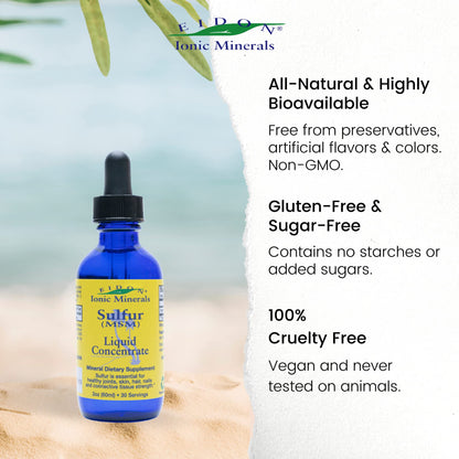 Eidon Ionic Minerals unflavored liquid sulfur supplement packaging