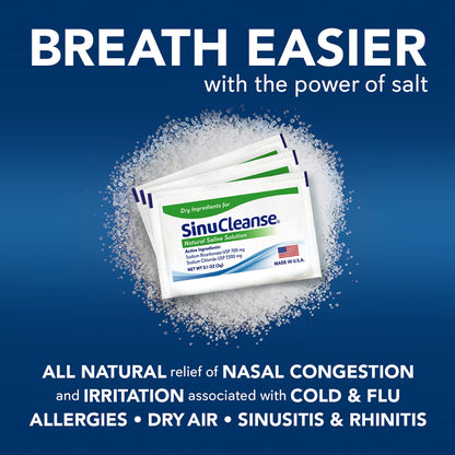 SinuCleanse saline refill box showing pharmaceutical grade label