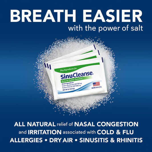 SinuCleanse saline refill box showing pharmaceutical grade label
