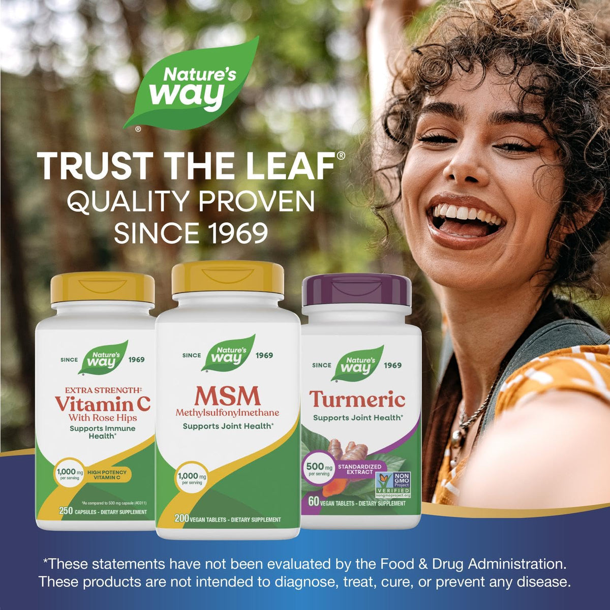 Natures Way MSM 1000 mg complete product packaging display