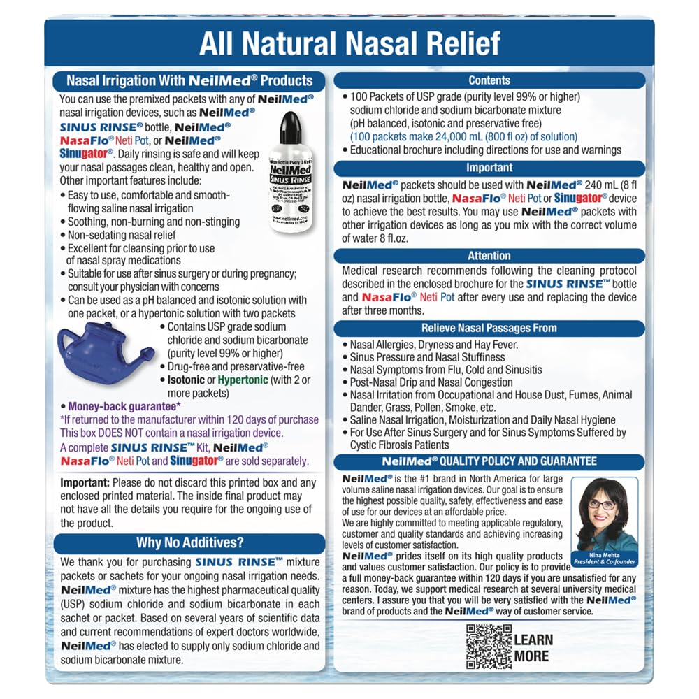 Authentic NeilMed Sinus Rinse refill box side view