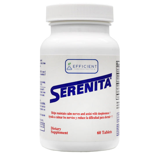Efficient Laboratories Serenita natural sleep aid ingredients label close up