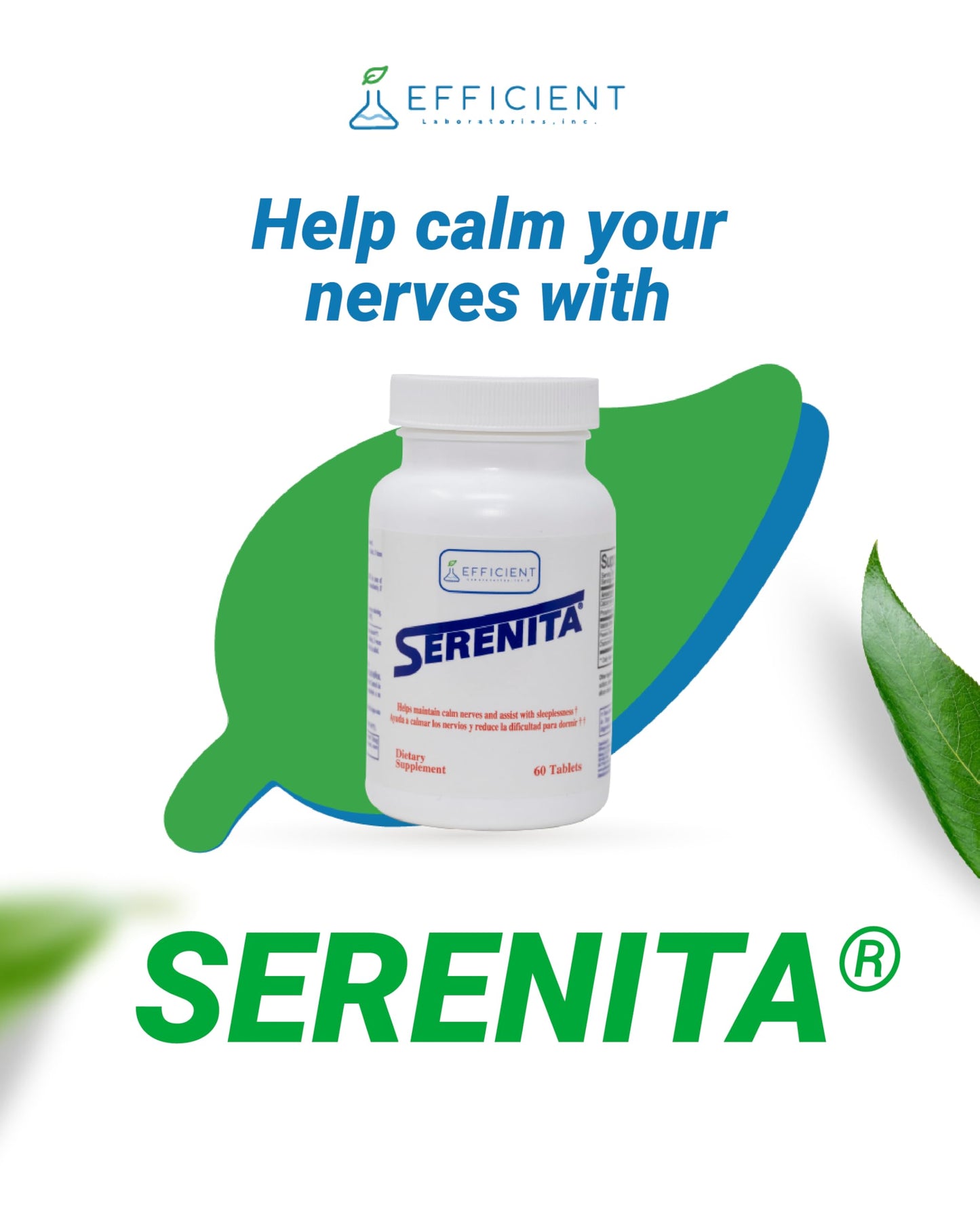 Serenita calming nerves and sleeplessness supplement nutritional facts panel