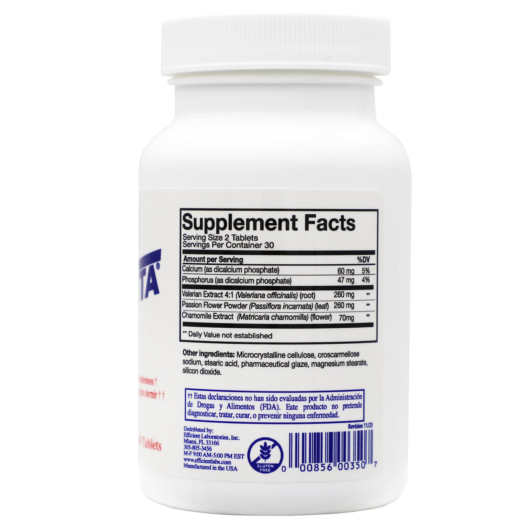 Serenita valerian root and passionflower night pills side profile view