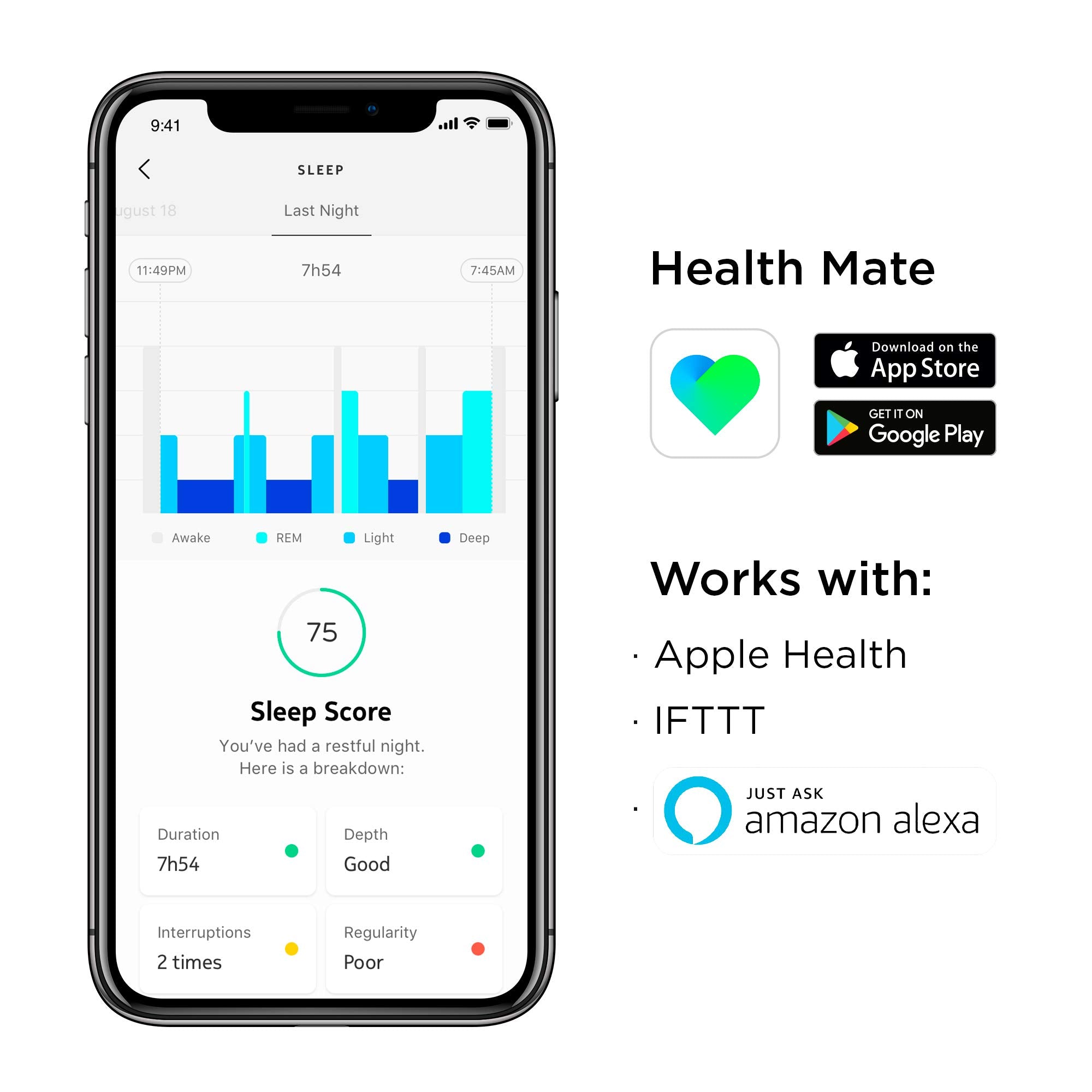 Withings Sleep Analyzer grey fabric sleep cycle monitor