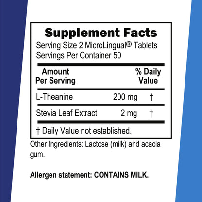 Back label of Superior Source L-Theanine showing supplement facts, non-GMO, and gluten-free certifications