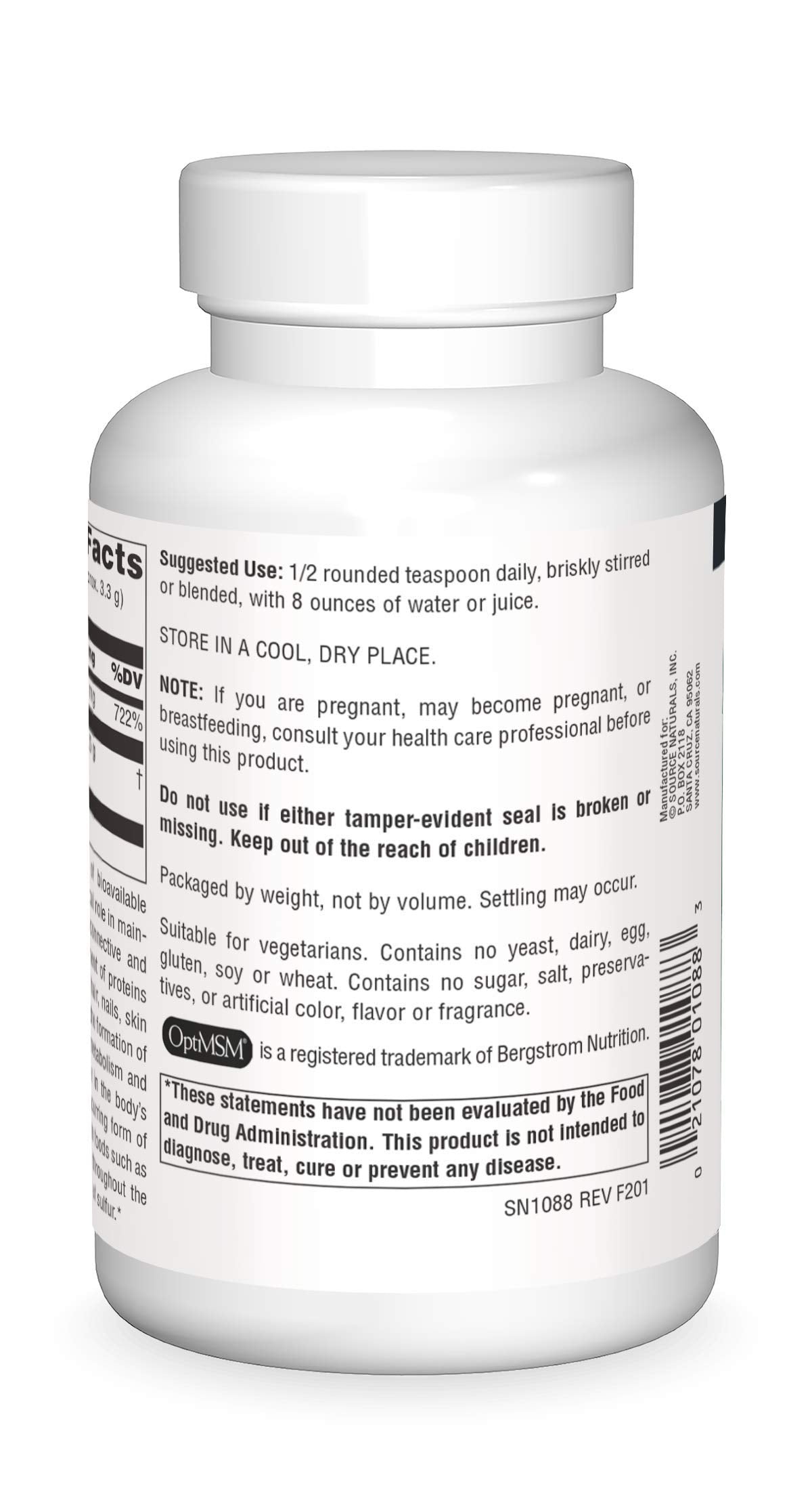 Source Naturals Methylsulfonylmethane dietary sulfur supplement powder packaging details
