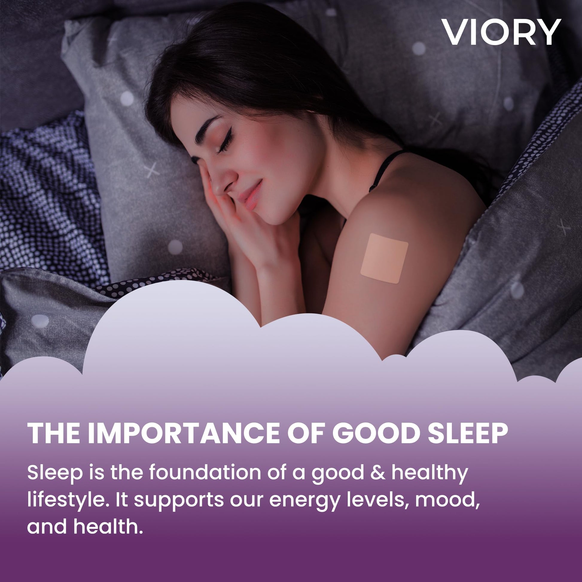 Close up of transdermal natural sleeping stickers with melatonin and valerian root active ingredients.