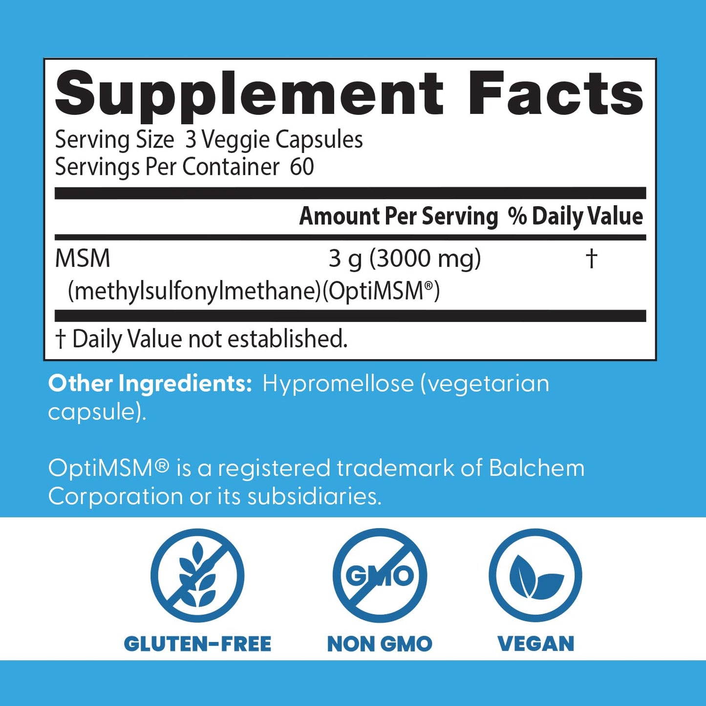 Premium USA imported Doctor's Best organic sulfur capsules for joint comfort and mobility enhancement
