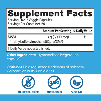 Premium USA imported Doctor's Best organic sulfur capsules for joint comfort and mobility enhancement