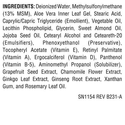 Source Naturals methylsulfonylmethane cream packaging displaying organic sulfur benefits.
