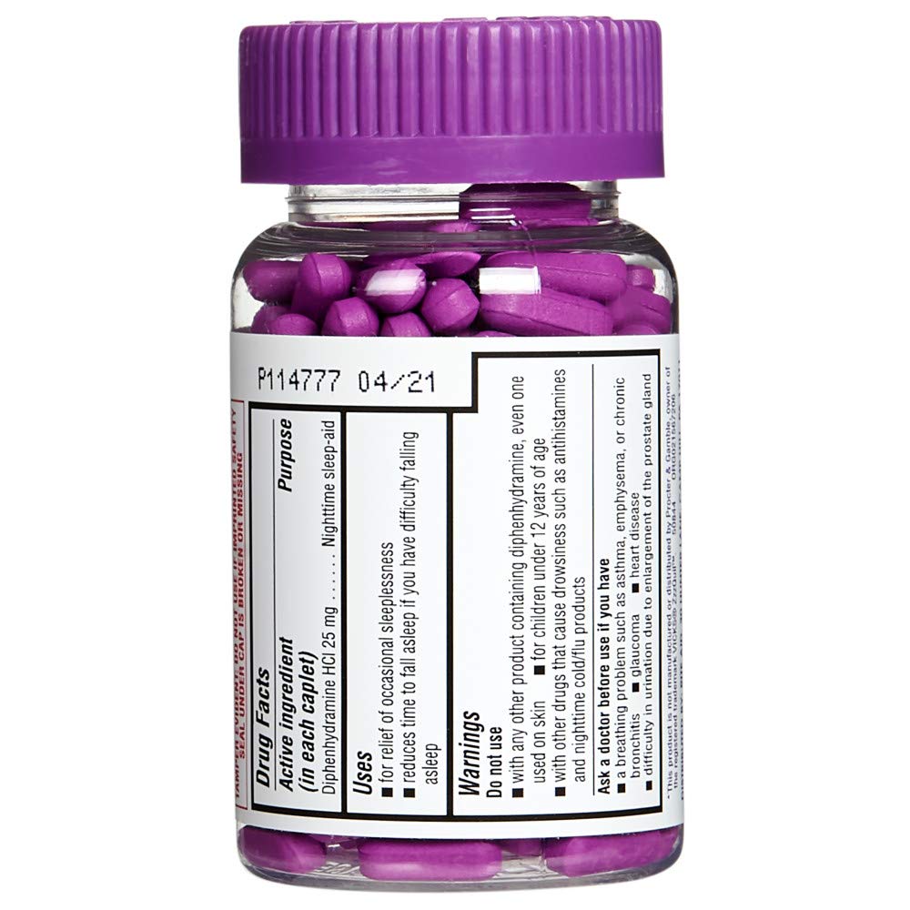 Rite Aid 25mg Diphenhydramine Hydrochloride sleeping pills label showing factual drug facts and active ingredients.