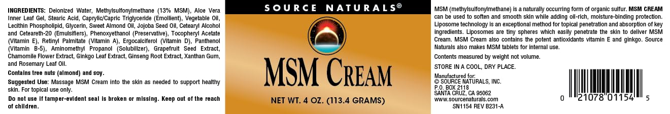 Source Naturals four ounce joint and muscle soothing cream application view.