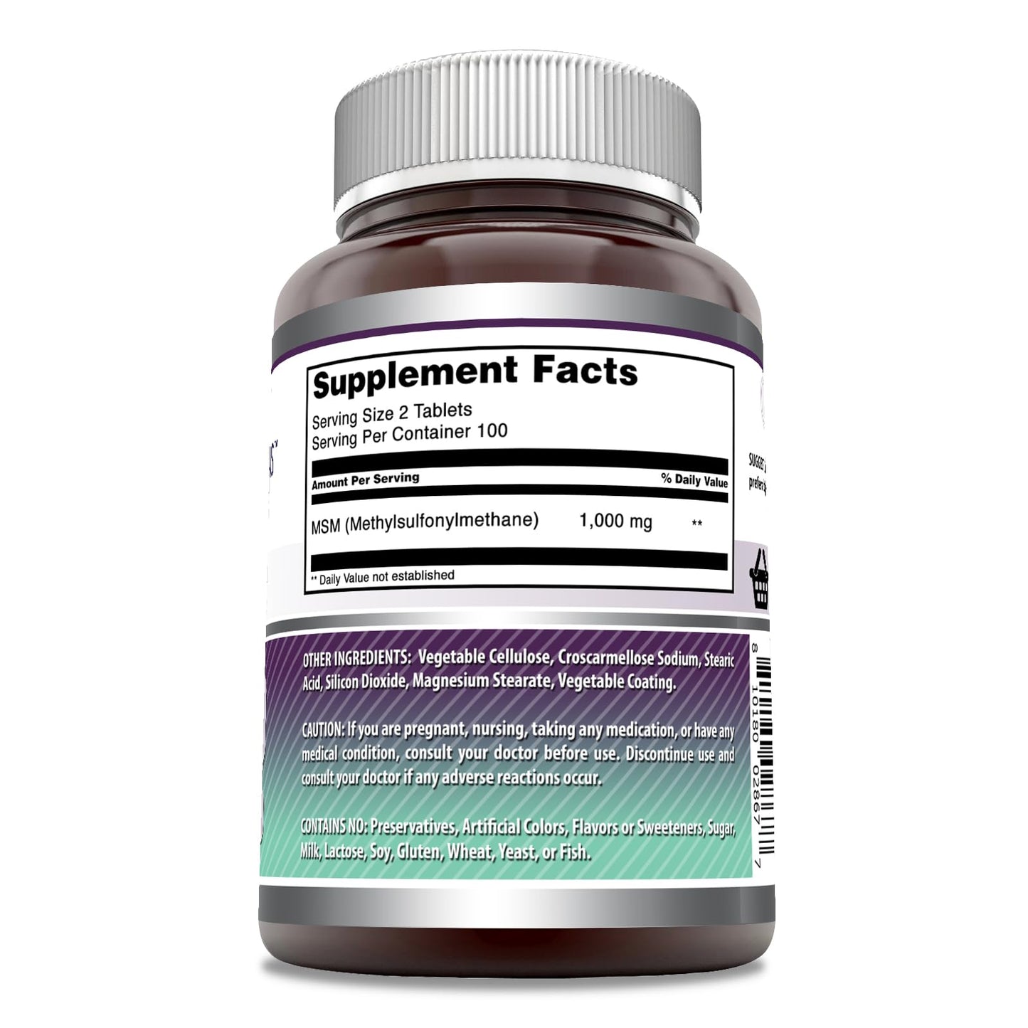 Amazing Nutrition methylsulfonylmethane organic sulfur dietary supplement side panel