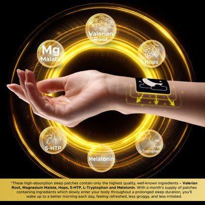 ECCO PURE melatonin and magnesium transdermal patches applied to an adult arm