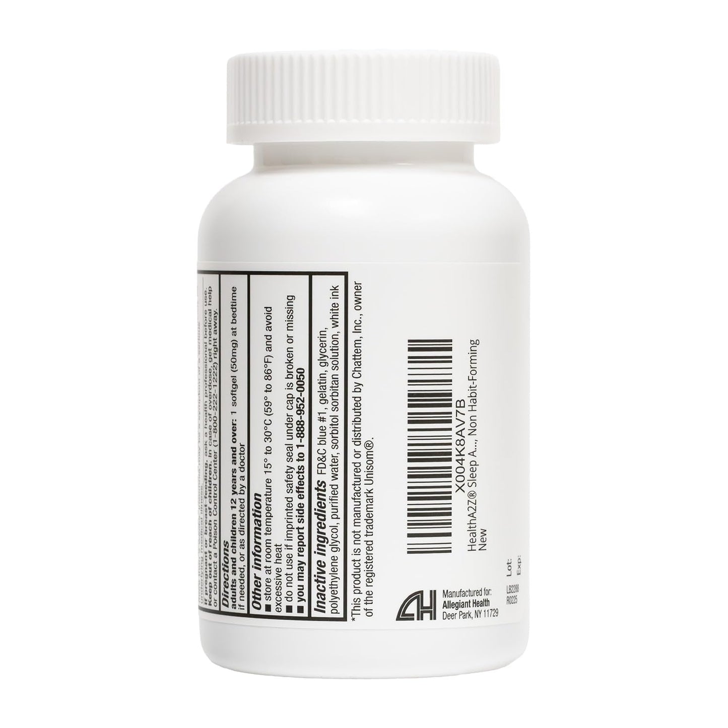 HealthA2Z occasional sleeplessness relief 200 count bottle standing upright