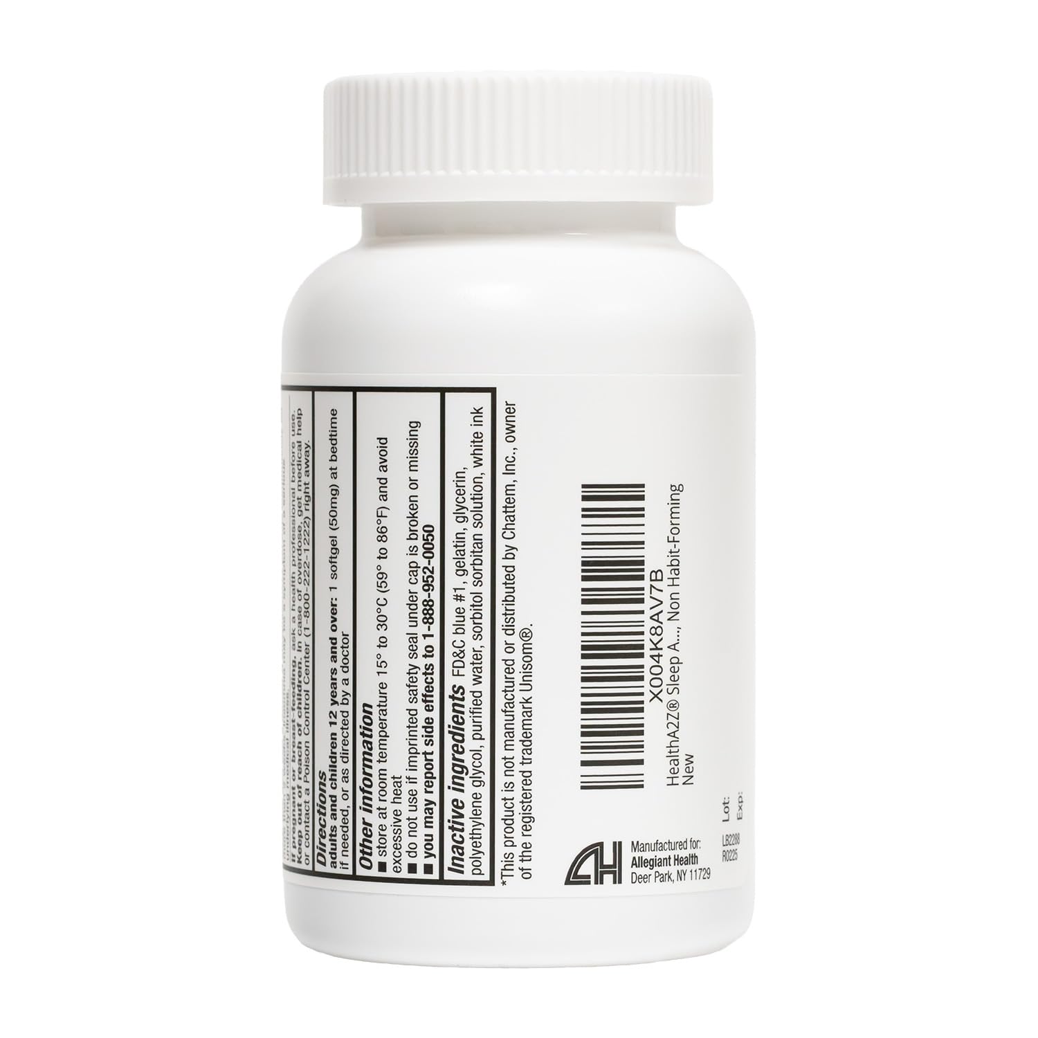 HealthA2Z occasional sleeplessness relief 200 count bottle standing upright