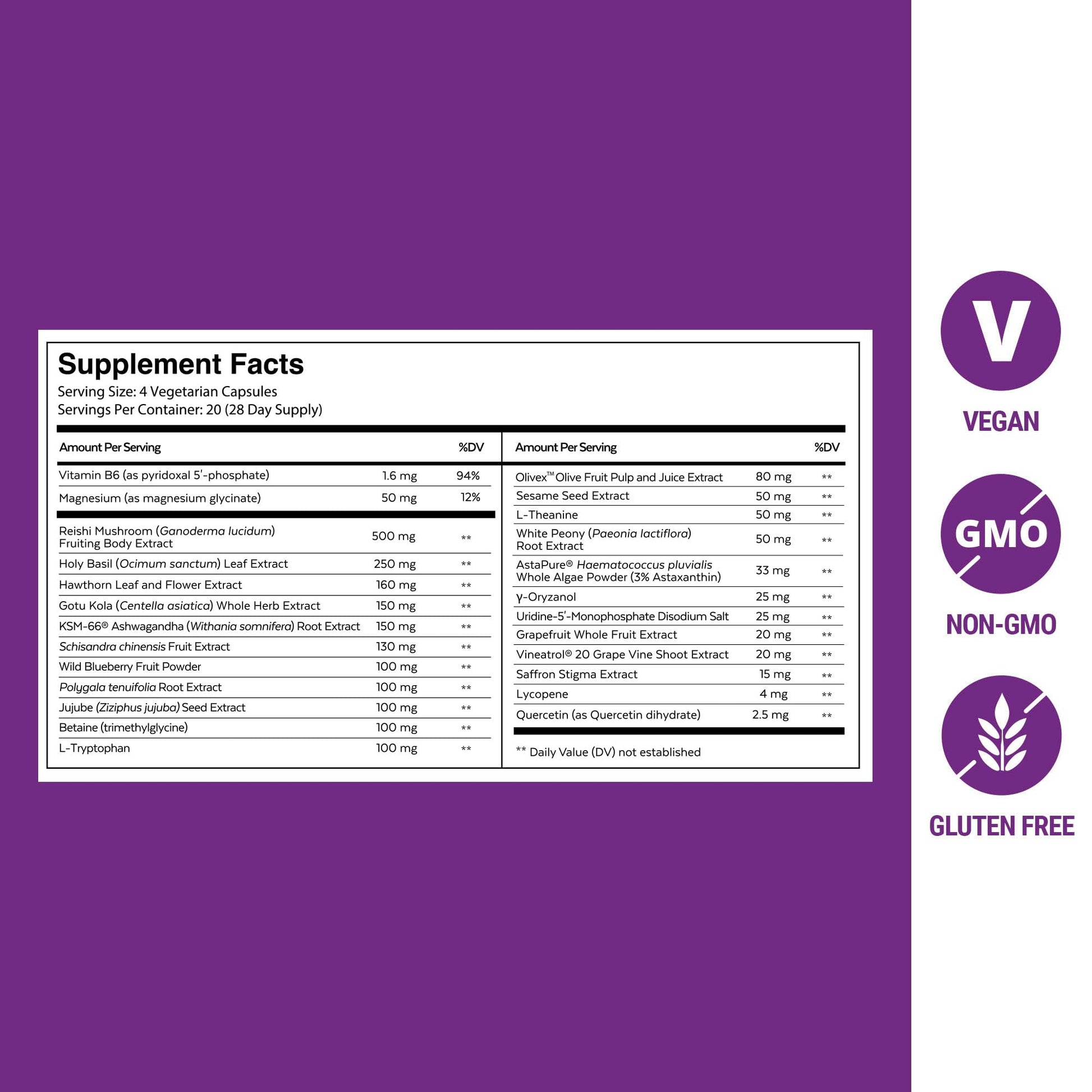 Qualia Life Sciences Qualia Night melatonin free formula supplement nutrition facts panel and instructions side view