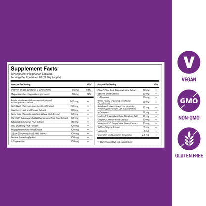 Qualia Life Sciences Qualia Night melatonin free formula supplement nutrition facts panel and instructions side view