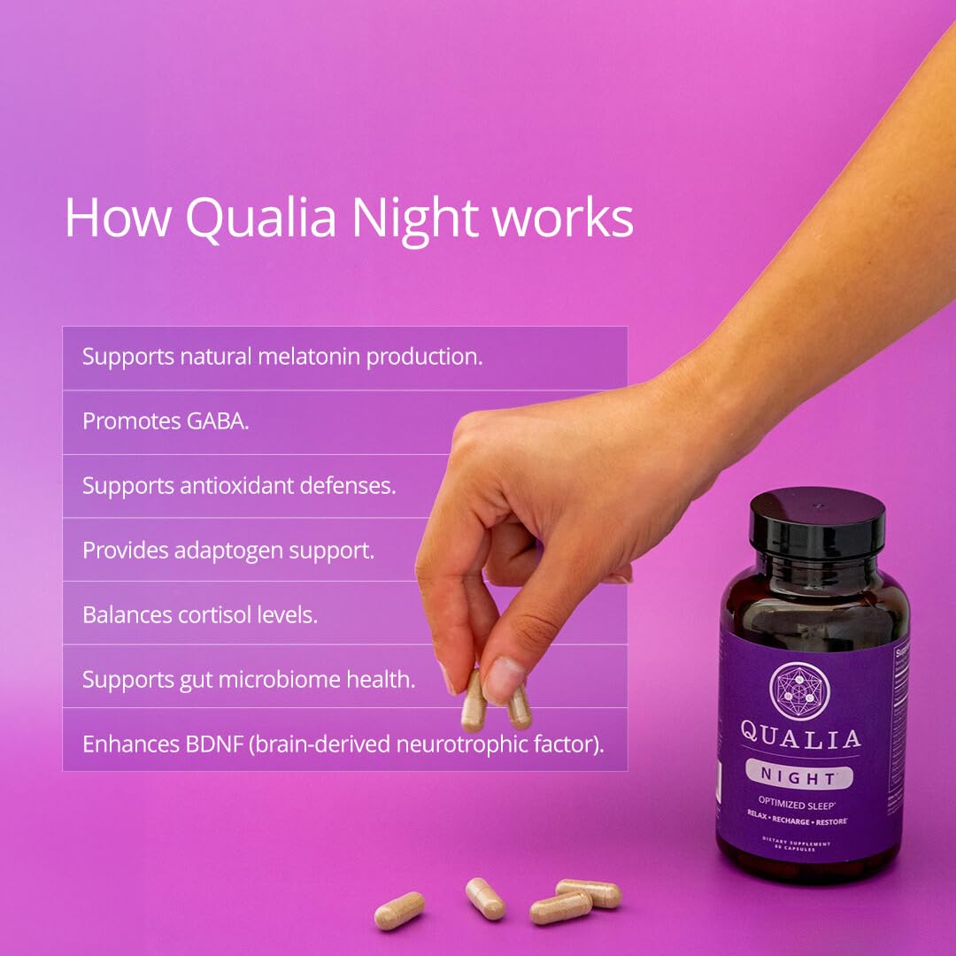 Qualia Life Sciences Qualia Night premium packaging top perspective view highlighting authentic protective seal