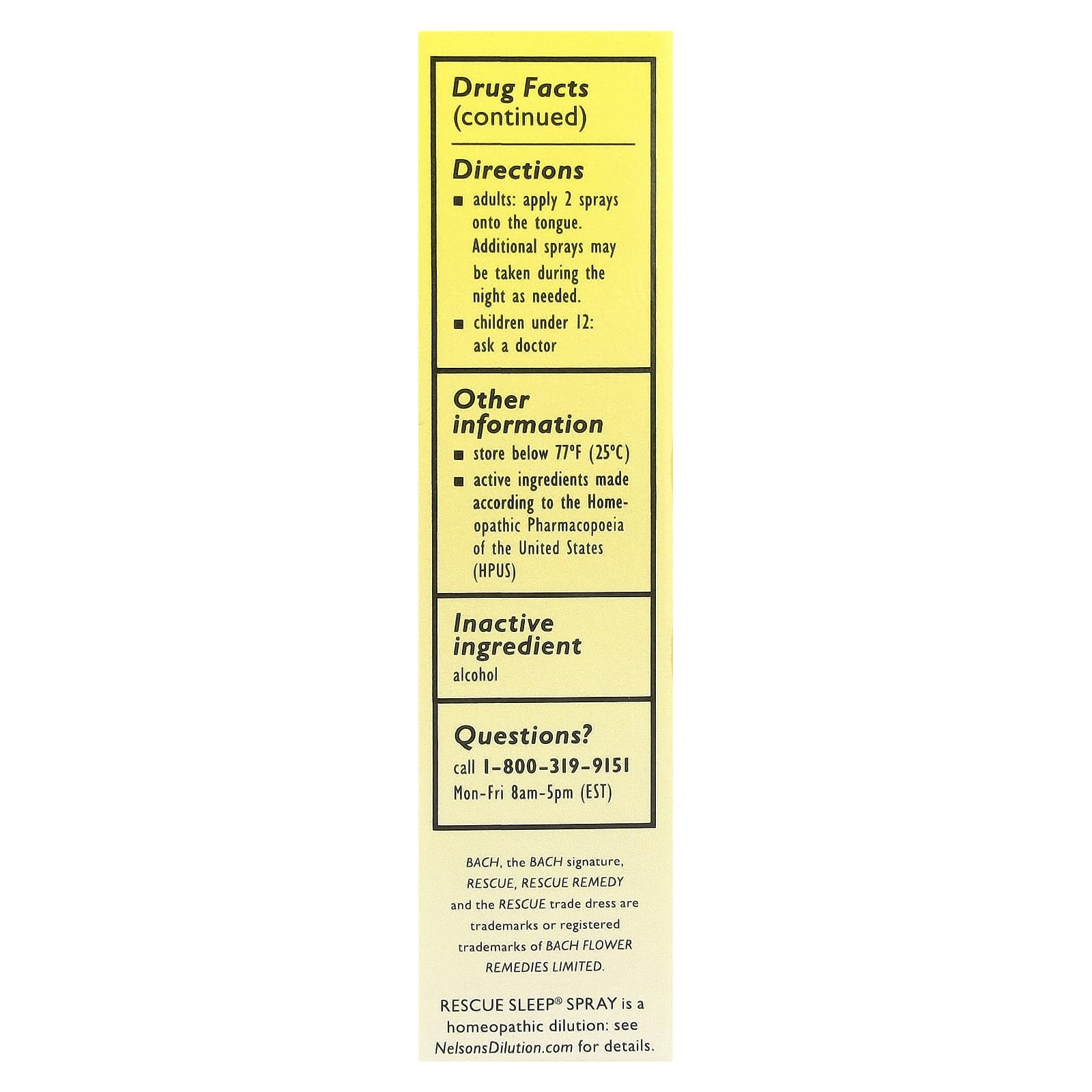 Authentic USA imported Bach RESCUE SLEEP spray packaging on plain background