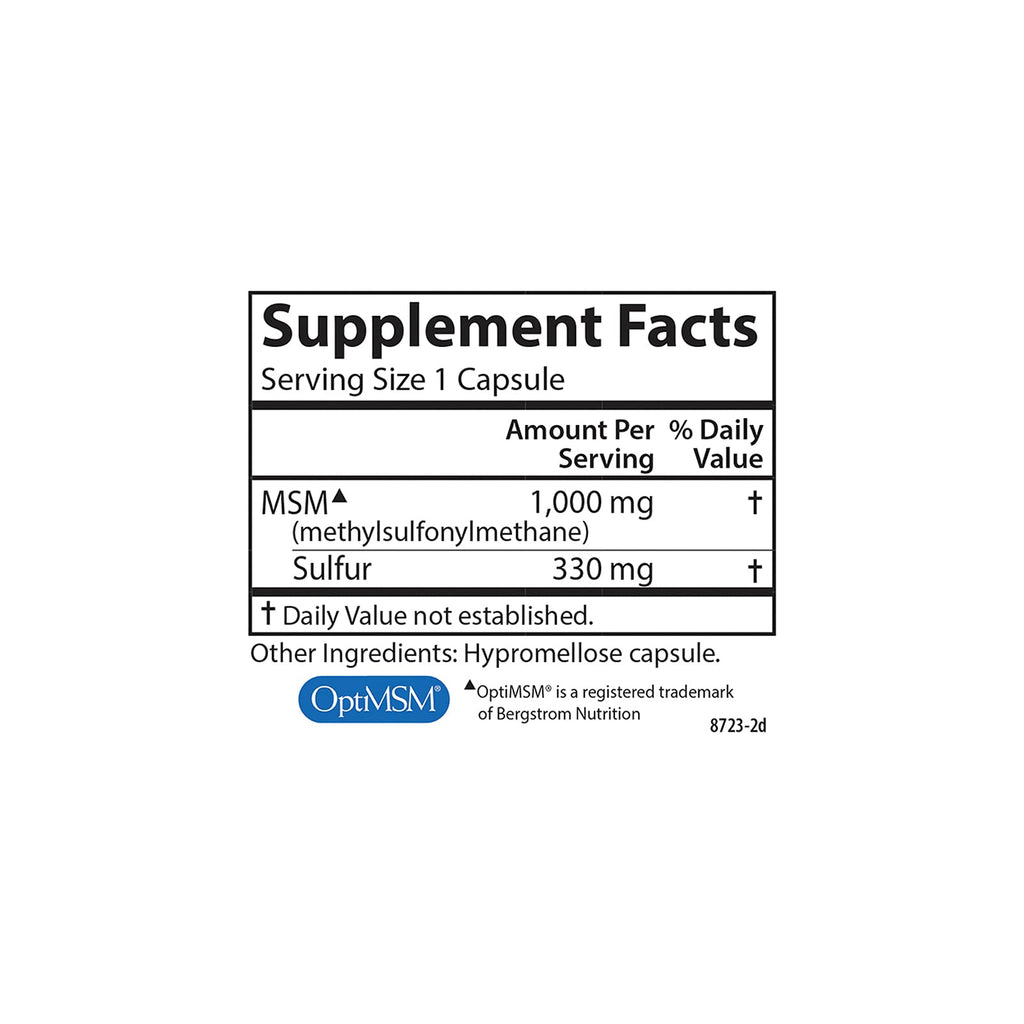 Carlson OptiMSM vegetarian capsules packaging layout