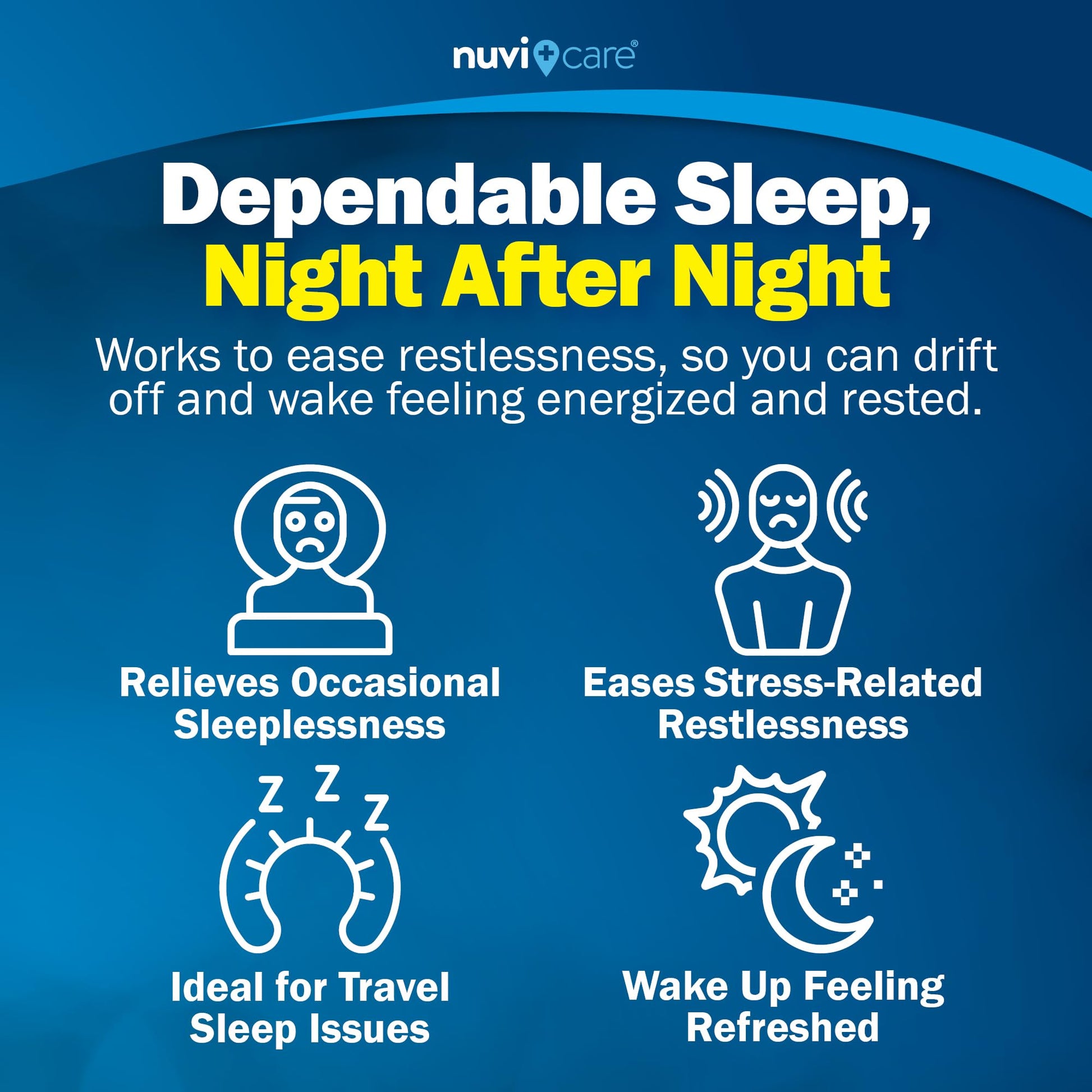 Authentic NUVICARE over the counter nighttime sleep remedy bottle showing manufacturing safety details