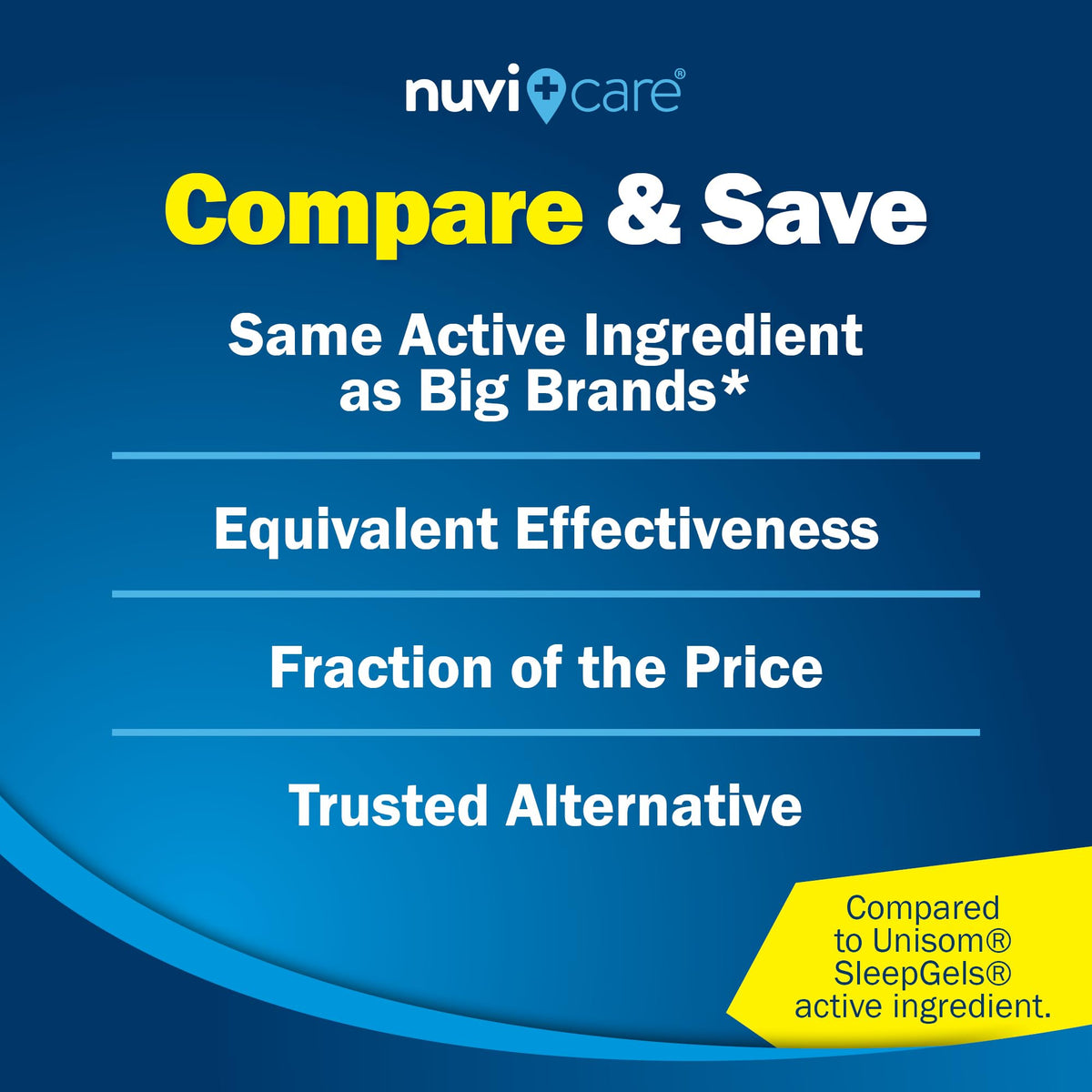 Full packaging view of NUVICARE 100 count maximum strength diphenhydramine sleep aids
